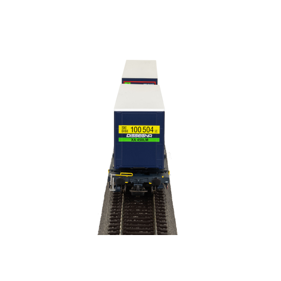 Wagon towarowy podwójna platforma T3000e z ładunkiem, Wascosa Piko 24600 HO 1:87